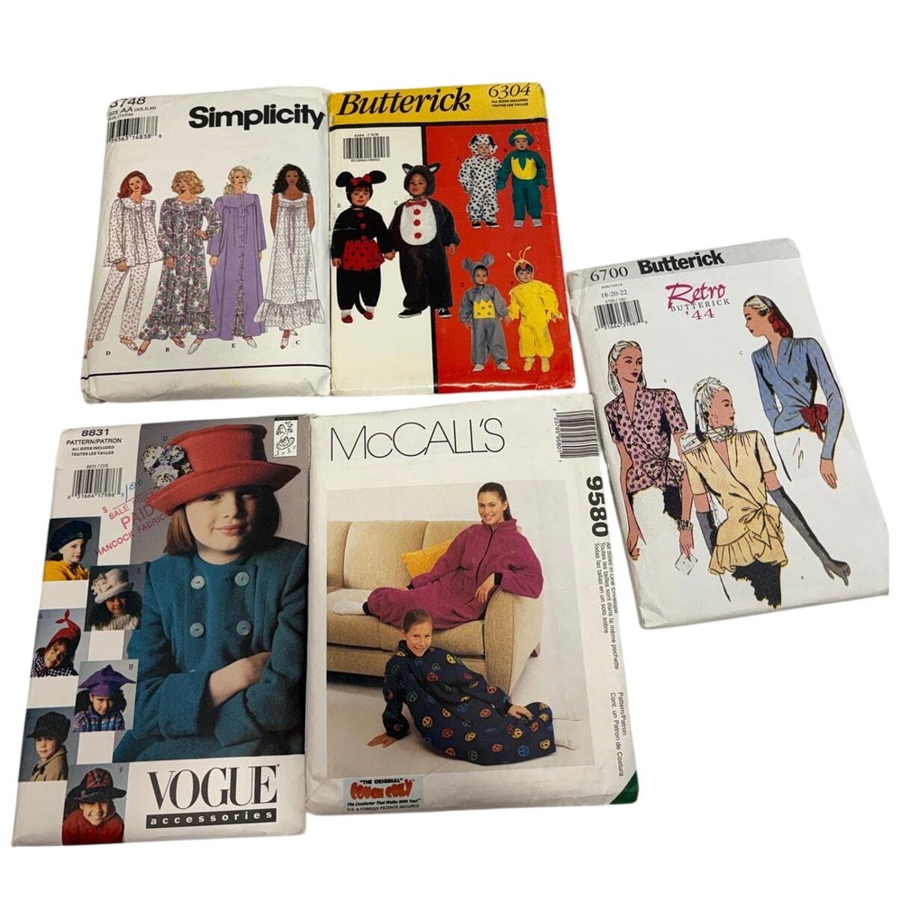 Lot of 5 Vintage Sewing Patterns Vogue Butterick Simplicity McCalls Uncut Retro